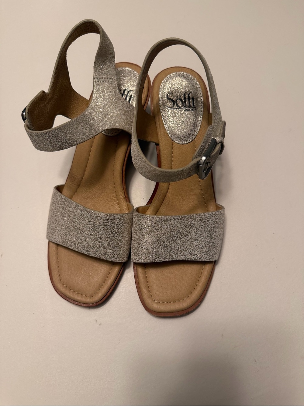 Sofft Metallic Silver Slingback Sandals